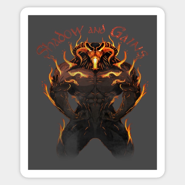 Balrog - Shadow and Gains - Distressed Sticker by Actualsuperhero